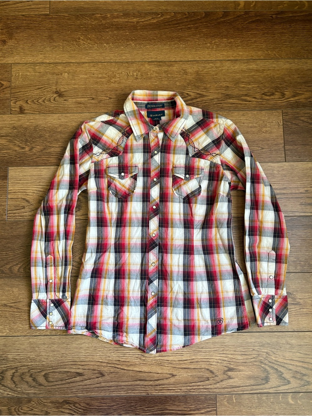 ARIAT Pendleton Western Cowgirl Pearl Snap Plaid Size Medium